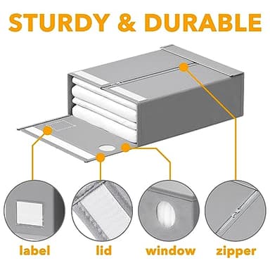 SpaceAid 4 Pack Bed Sheet Organizers and Storage, Foldable Organizer for Linen Closet, Sheets Set Folder Keeper with Window XL (Queen & King Size) Organizing Bedding Container, Gray 91ZDSN-SL01-G4 - Image 6