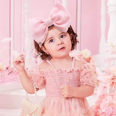 YanJie Infant, Newborn & Toddler Hair Accessories - Pretty Bow Headbands in Pink, Red & Blue - Image 2