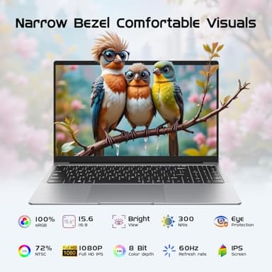 HYPERSTRIX 15.6" Laptop Computer, Window 11 Pro Laptops with 8GB RAM 256GB SSD, Celeron N4000 Processor(up to 2.6GHz) 100% sRGB Screen, Notebook,MS Office丨Dual Band WiFi丨BT 4.2丨HDMI - Image 4