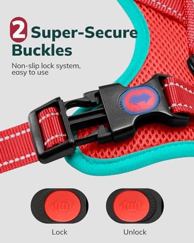 MIDOG No-Pull Dog Harness | Adjustable & Reflective Pet Harness Leash Set for Small Medium Large Dogs Walking, Training| No Choke, Front Clip, Soft Padded Vest with Easy Control Handle - Red, M - Image 7