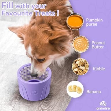 Dog Slow Feeder Lick Bowl, Anxiety Relief Dog Licking Mat Treat Dispenser, Non-Slip Anti-Choking Slow Eating Lick Bowl for Small Medium and Large Breed Dogs, BPA Free Silicone(Purple,S) - Image 3