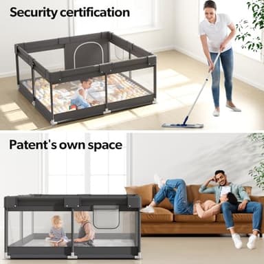 Fodoss Baby Playpen with Mat, Small Play Pen(47x47inch), for Babies and Toddlers, Pen Apartment, Yard Baby, Fence Area Playyard Activity Center (Dark Gray) - Image 4