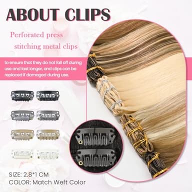 Aison Dark Brown Clip in Hair Extensions Real Human Hair 18inch 70G Remy Seamless Human Hair Clip in for Women 7pcs 16clips - Image 6