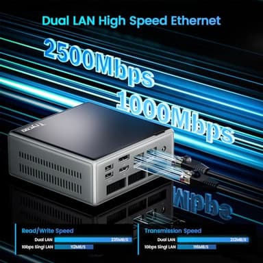 Trycoo Mini PC, Ryzen 5 5600H (6C/12T, up to 4.2Ghz),8GB DDR4/256GB NVMe SSD,Type-C/DP/HD,4K/60Hz Triple-Display,Mini Desktop Computer,Dual LAN/WiFi6/BT5.2/USB3.2 Mini Computers - Image 5