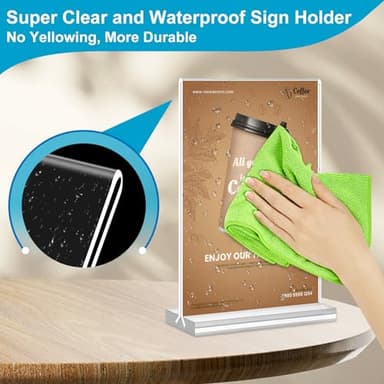 Acrylic Sign Holder 5x7, 10 Pack Clear Double Sided Table Menu Vertical Display Stand Desktop Display Stand Paper Holder Table Sign Suitable for Restaurants Office Store Show Fair - Image 4