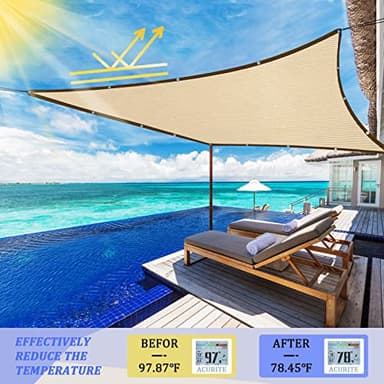 Shade Cloth - Pergola Sun Shade 90% Outdoor Shade Fabric with Grommets for Pergola Cover Patio Gazebo Deck Garden Porch Wheat(6 * 12FT) - Image 3