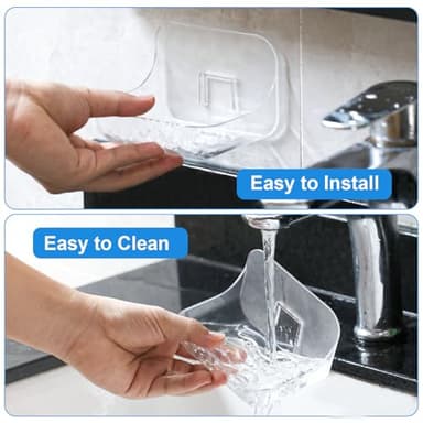 FEPTUASE Acrylic Soap Dish, 2 Pcs Clear Self Draining Soap Holder, No Drilling, No Tool, Universal and Aesthetics, Waterproof, Plastic Soap Saver - Bathroom Kitchen Organizer - Image 4