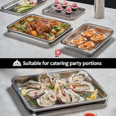 WAGENSTEIGER Stainless Steel Food Prep Container with Rack & Lid (Tray) 2.43 Quart / 2inch Depth, Hotel Pans, Catering Pan, Buffet Party Pans, Roasting Pan, Casserole (1302/No02) - Image 9