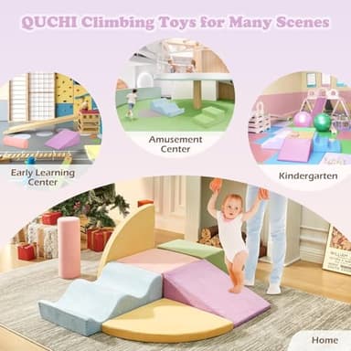 QUCHI Climbing Toys for Toddlers, Toddler Climbing Toys Indoor, 7-Piece Soft Foam Climbing Blocks Set, Toddler Playtime Corner Climber Indoor Foam Play Gym for Climbing Crawling and Sliding - Image 7