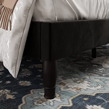Allewie Queen Velvet Bed Frame with Adjustable Headboard, Wooden Slats, No Box Spring Needed, Easy Assembly, Black - Image 8