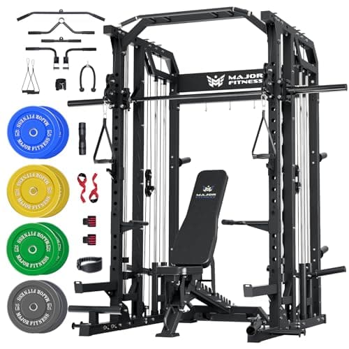 Major Fitness Drone2 Smith△ Machine – All-in-One Home Gym Squat Rack with Weight Bar, Dual LAT Pull-Down Systems & Cable Crossover Machine for Full-Body Workouts - Image 1