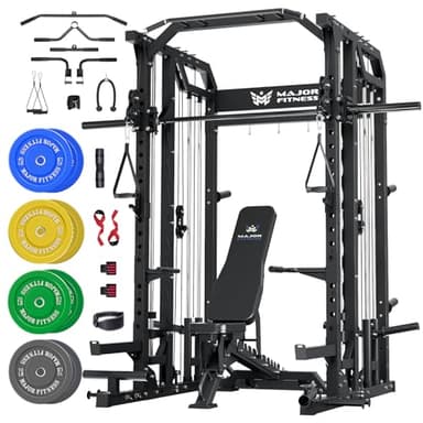 Major Fitness Drone2 Smith△ Machine – All-in-One Home Gym Squat Rack with Weight Bar, Dual LAT Pull-Down Systems & Cable Crossover Machine for Full-Body Workouts - Image 1