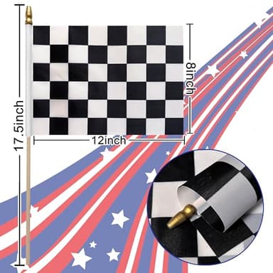 LoveVC 12Pcs 8×12 Inch Small Checkered Flags Black and White Racing Flags on Wood Stick Mini Race Car Handheld Flag Decorations - Image 3