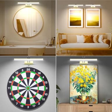 RAIFOOLLY Picture Light,16in Wireless Battery Wall Lighting,Remote Art Lights for Paintings with Timer and Dimmable for Display Photo,Frame,Portrait,Dartboard(GD+BK) - Image 4