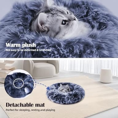 Odoland Cat Tunnel Bed with 20 Cat Toys - Indoor Plush Kitten Couch,Detachable Cats Cave Donut Tunnel & Soft Kitten Toy Set-Cozy Cat Furniture Blue - Image 4