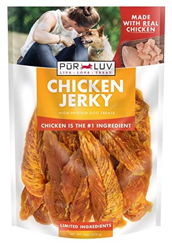 Pur Luv Dog Treats, Chicken Jerky for Dogs, Made with 100% Real Chicken Breast, 16 Ounces, Healthy, Easily Digestible, Long-Lasting, High Protein Dog Treat, Satisfies Dog's Urge to Chew - Image 1