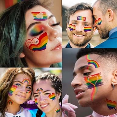 139+ PCS Pride Tattoos For Men Adults, Gay Pride Tattoos Face, Pride Day Accessories For Women, LGBT Rainbow Festival Fake Temporary Tattoos Body Stickers Celebrations Party Equality Parades - Image 6