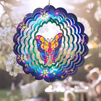 Butterfly Metal Wind Spinners - Butterfly Gifts for Women Mom Grandma Wife, Hanging Wind Spinner for Outdoor & Indoor Decorations, 12 inch for Ornament - Image 3