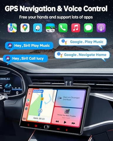 PLZ Single Din Car Stereo Wireless Apple Carplay Android Auto Radio, 10.1" Car Play Touch Screen, Bluetooth 5.3 Car Audio Receiver, 4.2 Channel 240W, Subwoofers, Backup Camera, Navigation, FM/AM, SWC - Image 3