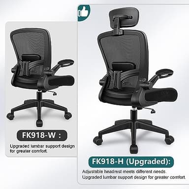 FelixKing Office Chair, Desk Chair with Adjustable Lumbar Support, Ergonomic Computer Chair with High Back and Armrest, Adjustable Height Gaming Chair Home Office Swivel Chair(Black) - Image 10