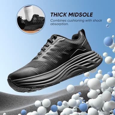 NORTIV 8 Women's Walking Shoes Cushion Running Tennis Shoes ActiveFloat Non-Slip Comfortable Breathable Workout Gym Sports Athletic Fashion Sneakers,Size 9,All Black,SNWS245W - Image 2