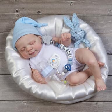 CHAREX Realistic Reborn Baby Dolls Boy - 18 Inch Newborn Sleeping Baby Dolls, Lifelike Reborn Baby Dolls with Weighted Soft Cloth Body Birthday Gift Toy for Age 3+ - Image 3