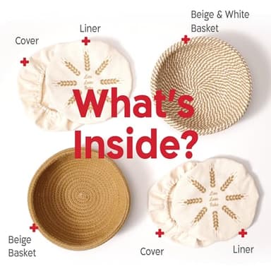KneadAce Cotton Rope Banneton Bread Proofing Basket Set, 2 x Round Bread Basket with Liners & Covers for Artisan Bread Baking, Sourdough Bread Baking Supplies - Image 9