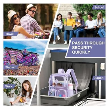 ASKSKY Clear Backpacks for School Heavy Duty Clear Bookbag Stadium Events Transparent Back Pack Girls Women, Purple - Image 7