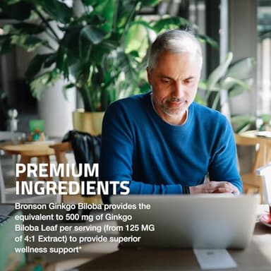 Bronson Ginkgo Biloba Extra Strength Supports Brain Function & Memory Support, 120 Vegetarian Capsules - Image 4