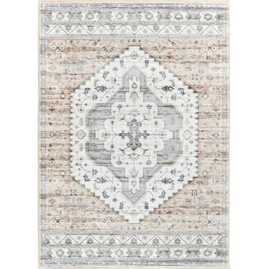 Area Rugs for Living Rooms - 8x10, Boho Non-Slip Low Pile Carpet Machine Washable Rugs for Bedroom, Farmhouse, Office, Dining Room (Peach) - Image 2