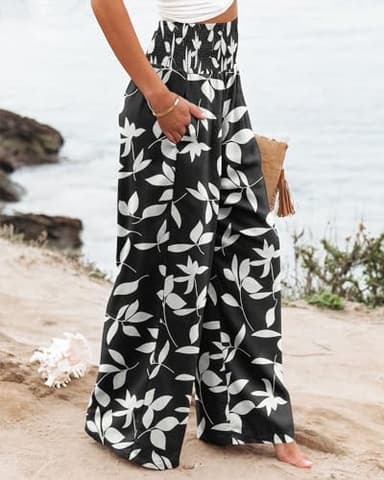 Angerella High Waisted Palazzo Pants for Women Comfy Flowy Pants Womens Capri Pants Summer Loose Yoga Pants Wide Leg,Black S - Image 4