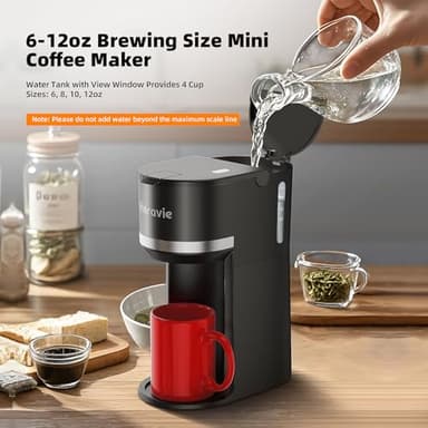 Horavie Mini Single Serve Coffee Maker for K Cup and Ground Coffee, Fast Brew One Cup Coffee Machine with Descaling Reminder and Water Window, 6 to 12 oz. Brew Sizes, Black - Image 6