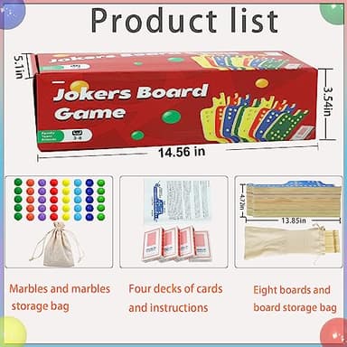 Medikaison Colorful Jokers and Marbles Board Game Pegs and Jokers Card Game for 2-8 Players 8 Solid Wood Game Boards 8 Colors 40 Marbles 4 Decks of Cards Cards Full Size Game Set… - Image 4