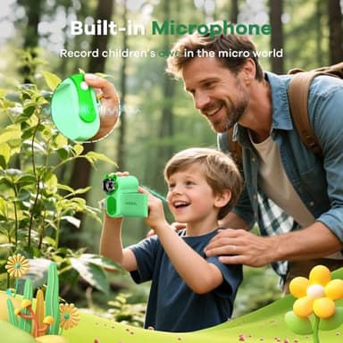 Hideal HP60 IPS Microscope for Kids: [Auto On & Off] [3-in-1] 2" Portable Handheld Microscope Miniscope, Pocket Mini Scope Educational Science Kit, Christmas Birthday Gifts for Kids, PC View, Green - Image 6