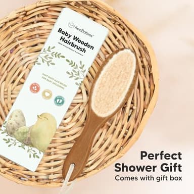 Wooden Baby Hair Brush - Cradle Cap Baby Brush with Soft Goat Bristles, Perfect Gentle Scalp Newborn Comb for Infant, Girls, Boys, Bath Essentials(Dark Walnut, Oval) - Image 9