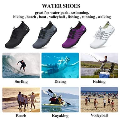 Racqua Pool Shoes Quick Dry Barefoot Water Aqua Sport Beach Swim Surf Diving for Men Women Black 9 Women/8 Men - Image 6