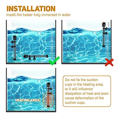 Orlushy Submersible Aquarium Heater,150W Adjustable Fish Tahk Heater with 2 Suction Cups Free Thermometer Suitable for Marine Saltwater and Freshwater - Image 4