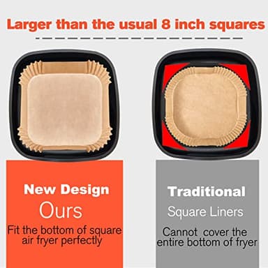Air Fryer Liners Disposable 9 Inch, 9 inch Air Fryer Liners 125 Pcs Large Square Air Fryer Paper Liners for 5QT 6qt 8QT Air Fryer, Non-stick Parchment Paper for Frying, Baking - Image 3