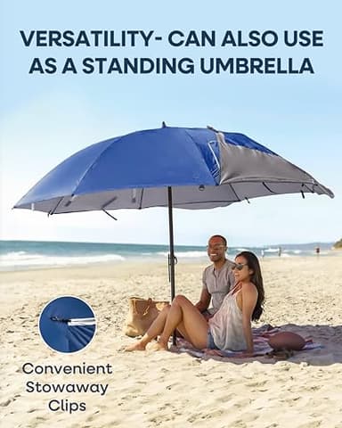 Sport-Brella Premiere XL 9-Foot Umbrella - Heavy-duty 1.25" Center Pole & Twist Handle Auger - UPF 50+ Sun Protection - Privacy Side Panels, Zippered Windows & 2 Interior Pockets - Carry Bag Included - Image 4