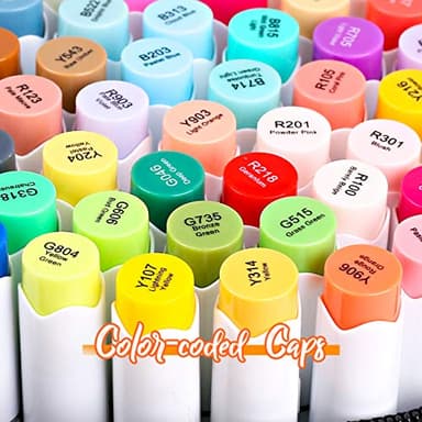 Caliart Markers Brush & Chisel, 101 Colors Alcohol Markers for Adult Coloring Book, Dual Tip Art Pen Set for Artist Illustration Sketch Drawing Gift - Image 8