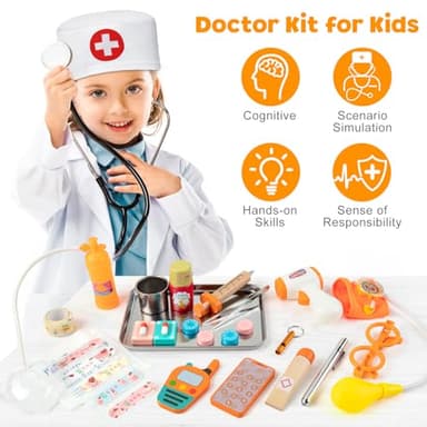 EFO SHM Doctor Kit for Kids, 34 Pcs Kids Doctor Playset kit for Toddlers 3-5 with Medical Storage Bag & Real Stethoscope, for Boys and Girls Fun Role Playing Game, Doctor Play for Kids Toddlers - Image 4