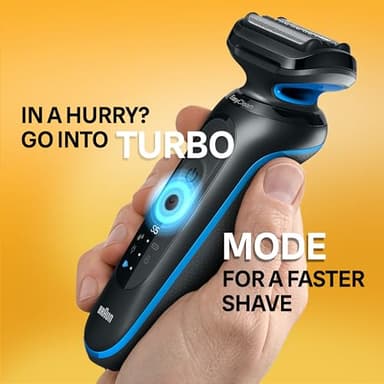 Braun Electric Shaver for Men, Series 5 5150cs, Wet & Dry Shave, Turbo Shaving Mode, Foil Shaver, with Beard Trimmer, Body Groomer and Charging Stand, Blue - Image 5