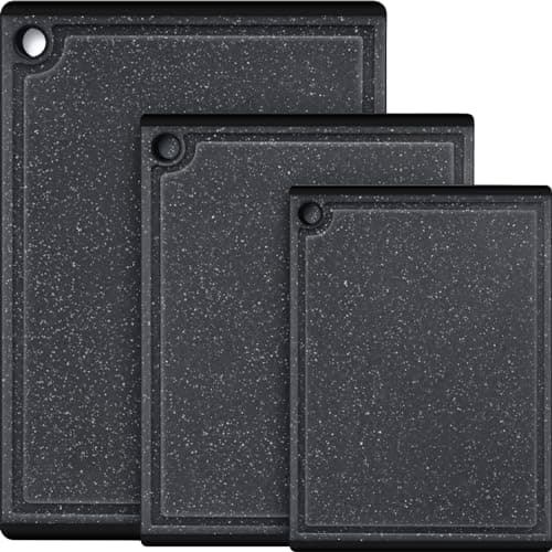 Plastic Cutting Boards for Kitchen, 3-Piece Large Cutting Board Set Dishwasher Safe Chopping Boards with Non-slip Feet and Juice Grooves, Kikcoin - Image 1