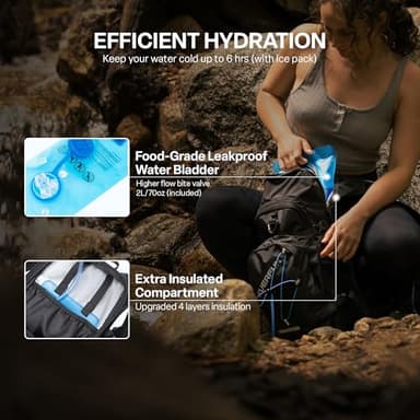 EVERFUN Insulated Hydration Backpack 18L Water Backpack with 2L Bladder, Hydro Pack Daypack with Rain Cover for Women Men Hiking, Cycling, Running, Festivals - Image 3