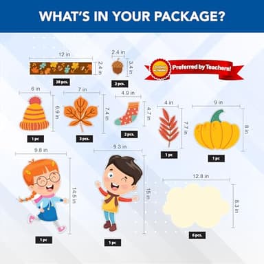 Decorably 63 Pcs Cutouts Fall Bulletin Board Decorations Set with Borders, Fall School Bulletin Board Decorations Set - School, Homeschool - Image 3