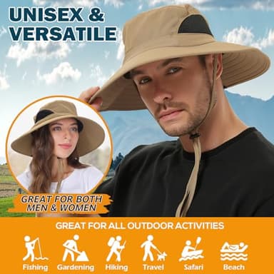 EINSKEY Wide Brim Sun Hat, UPF 50+ UV Protection Waterproof Packable Bucket Hat for Men & Women, Fishing Hiking Beach Garden - Image 2