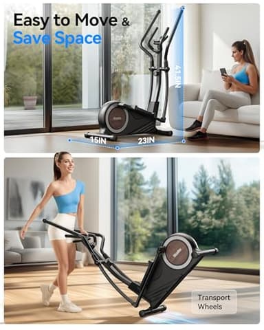 Niceday Elliptical Exercise Machine, Elliptical Machine for Home, Elliptical Training Machine with 15.5IN Stride, Magnetic Elliptical Trainer with16 Resistance Levels, 400LBS Loading Capacity Black - Image 8