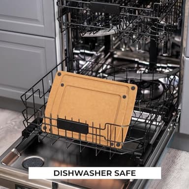 Freshware Wood Cutting Boards for Kitchen, Juice Groove, Non-Slip Silicone Feet, Dishwasher Safe, Medium 12" x 9" and Large, 15" x 11.25", Set of 2, Natural - Image 8