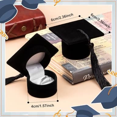 Henoyso 1 Pcs High School Graduation Hat Ring Box for Jewelry Gift Graduation Gift Box High School Class Ring Holder Creative Ring Earring Box for Class 2025 Grad Celebration Party Supplies - Image 2
