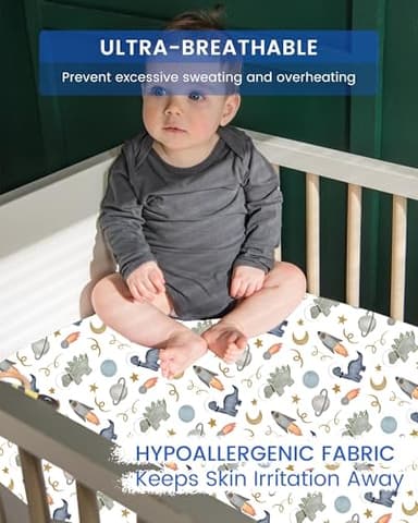 Premium Fitted Baby Boy Crib Sheets for Standard Crib Mattress - Ultra-Soft Jersey Knit Crib Mattress Sheet, Safe and Snug, Durable, Stylish Crib Sheet, 28''x52''x9'' Extra Deep Pocket - Image 4